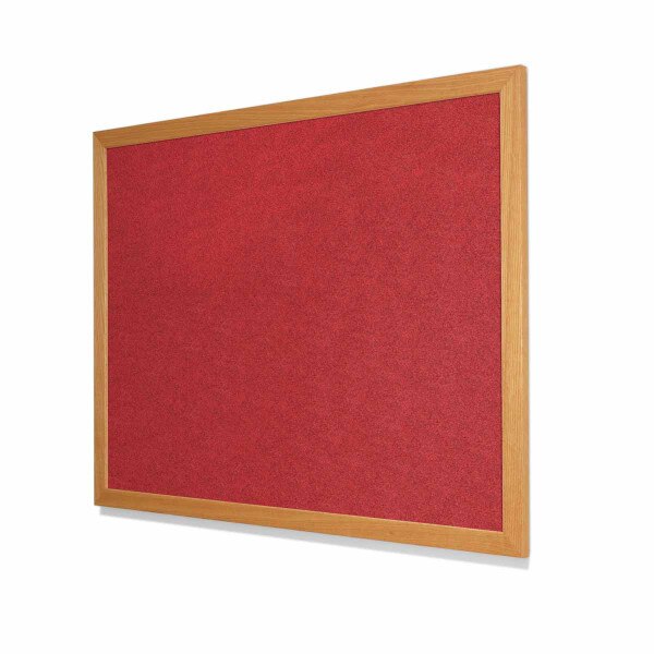 Chili Pepper Velour VELCRO® Compatible Cork Board with Red Oak Frame
